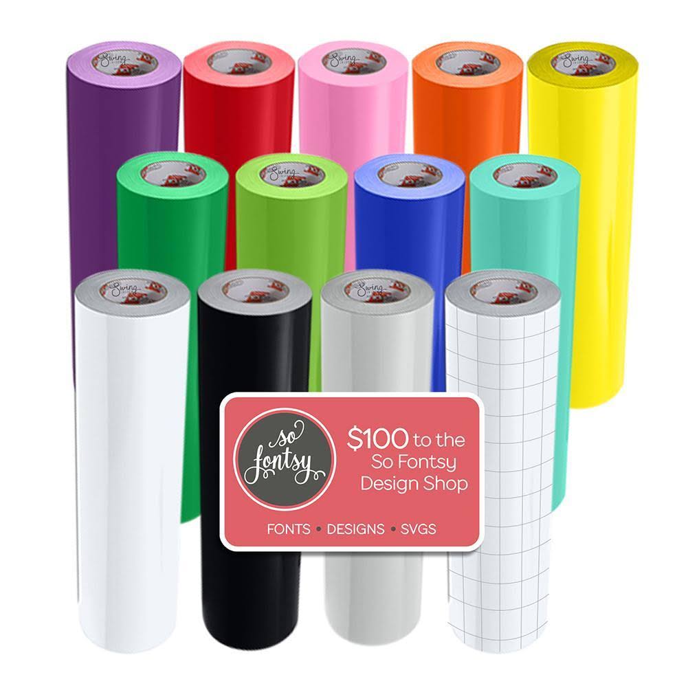 12 Pack Glossy Vinyl Rolls with Transfer Tape J44487