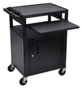 Black 3 Shelf Presentation Cart with Cabinet I869256