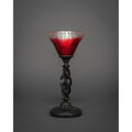 7 inch One Light Mini Table Lamp Dark Granite Finish with Raspberry Crystal Glass N622265