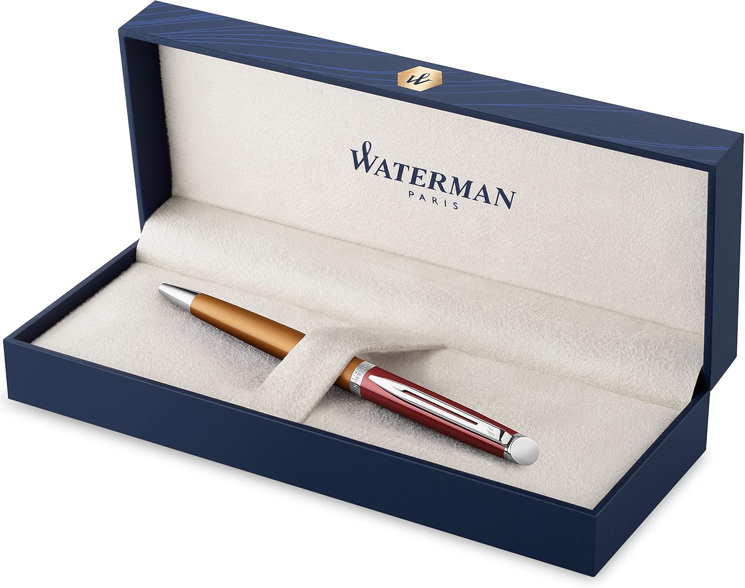Stainless Steel Ballpoint Pen with Chrome Trim, Medium Point, Blue Ink Cartridge, Pack of 2 E94748
