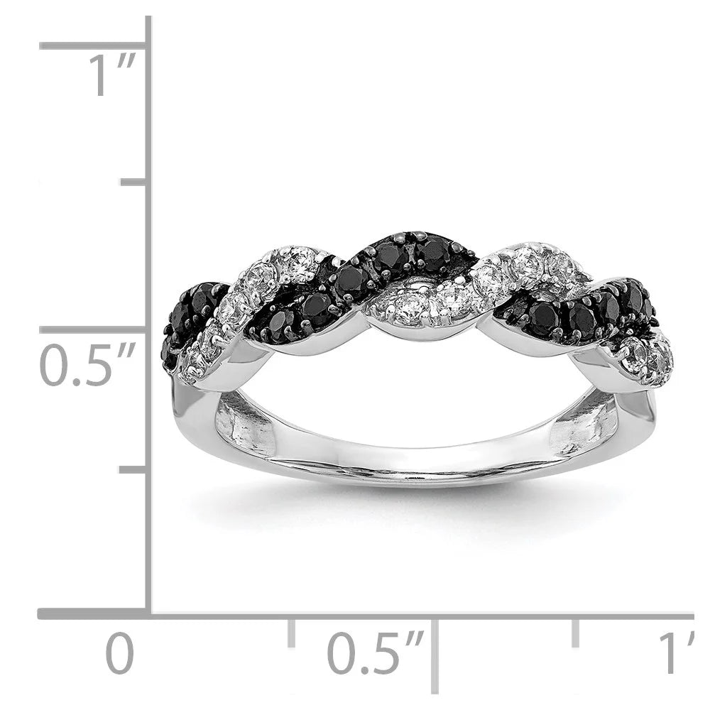 14kt White Gold Black White Diamond Twist Ring A57844