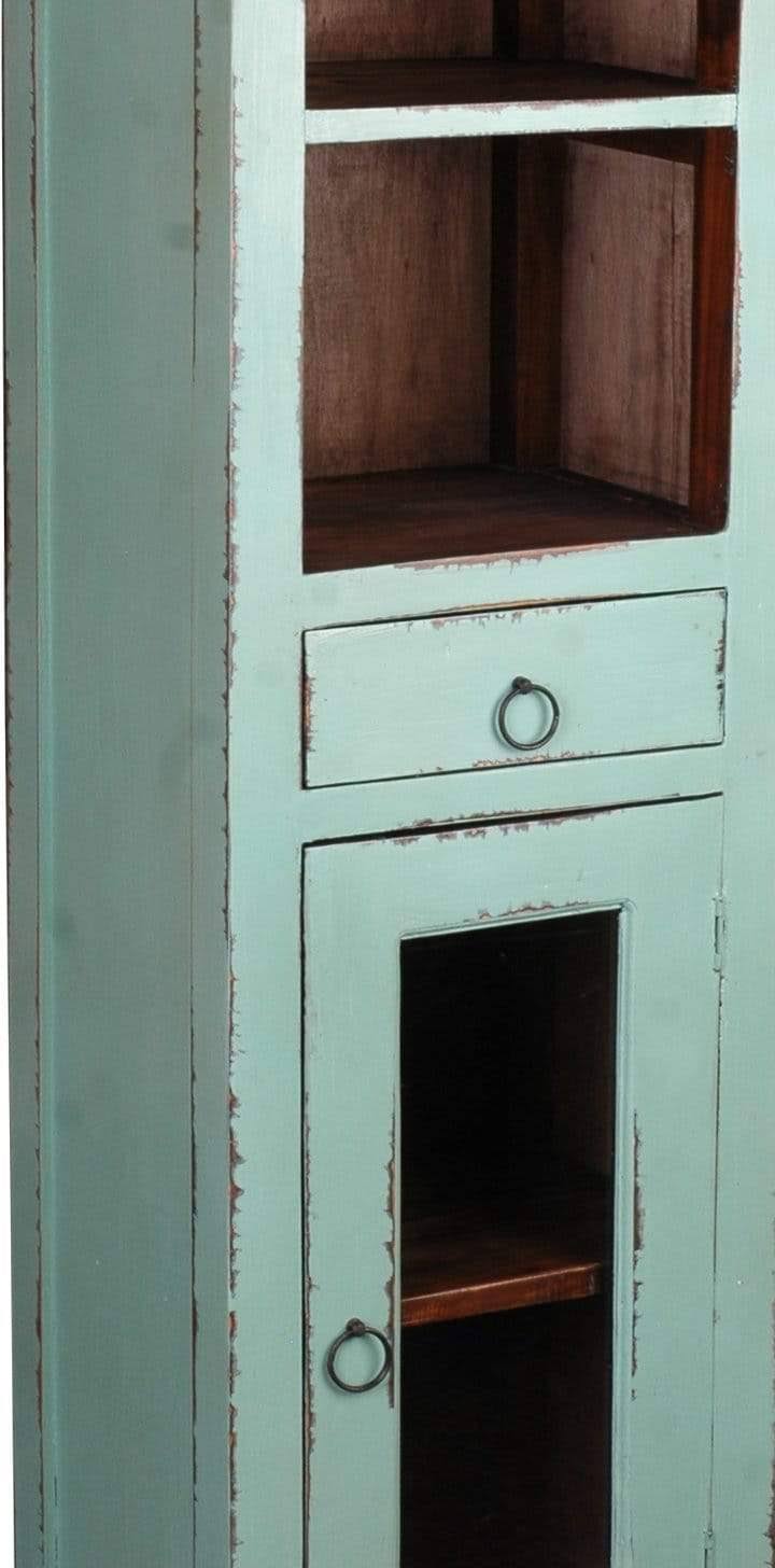 Tall Narrow Cabinet Teal Natural Raftwood N726856