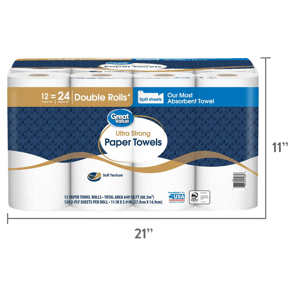 (4 pack) Ultra Strong Paper Towels, 12 Double Rolls U142078