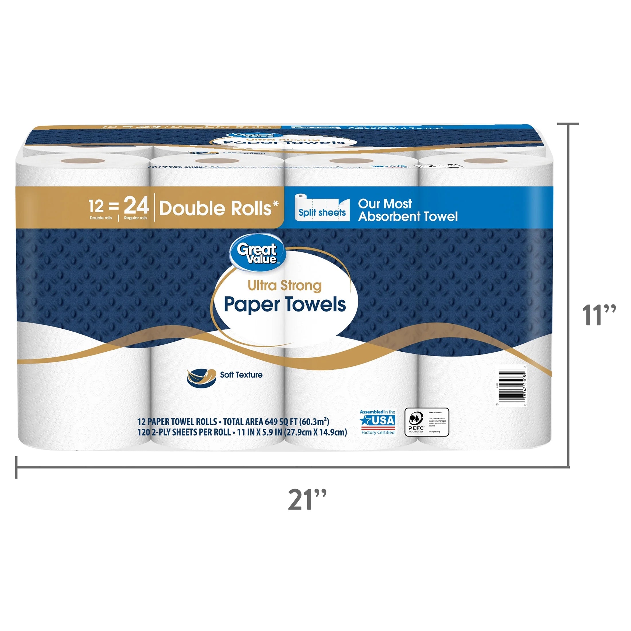 (4 pack) Ultra Strong Paper Towels, 12 Double Rolls U142078
