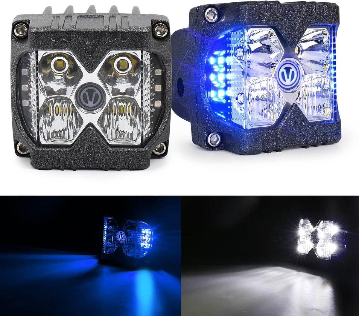 80W Pair IP68 Waterproof Off-road Driving Lights Combo Beam Amber Lights Pack of 2 F6549