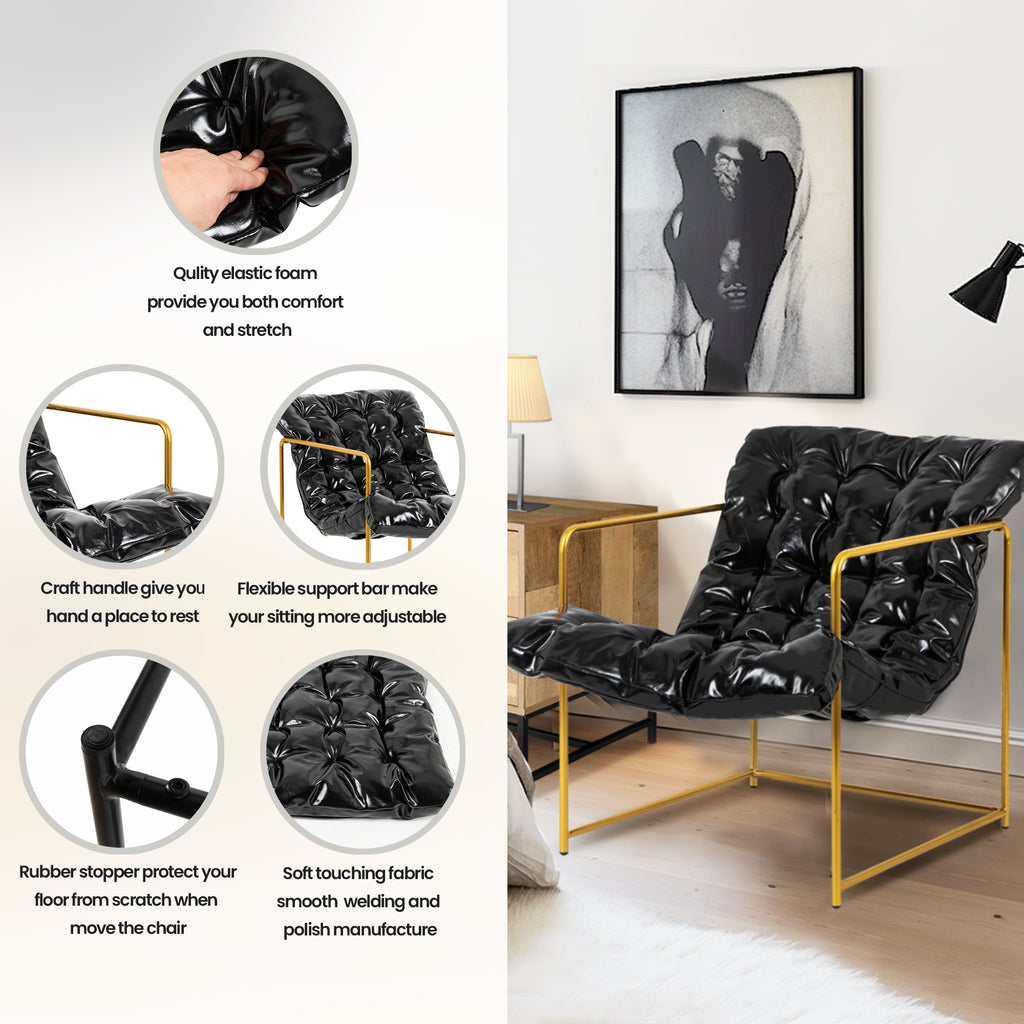 Black Faux Leather Sling Accent Chair Set of 2 I440