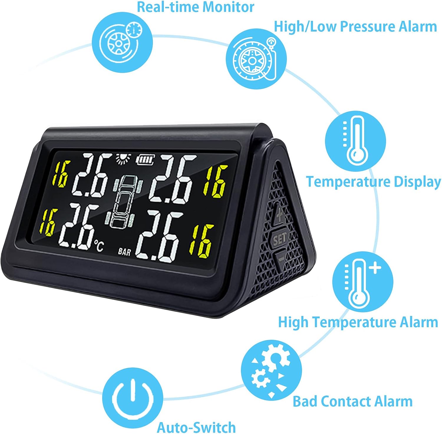 Tire Pressure Monitoring System with 4 IP67 Waterproof External Sensors W8336
