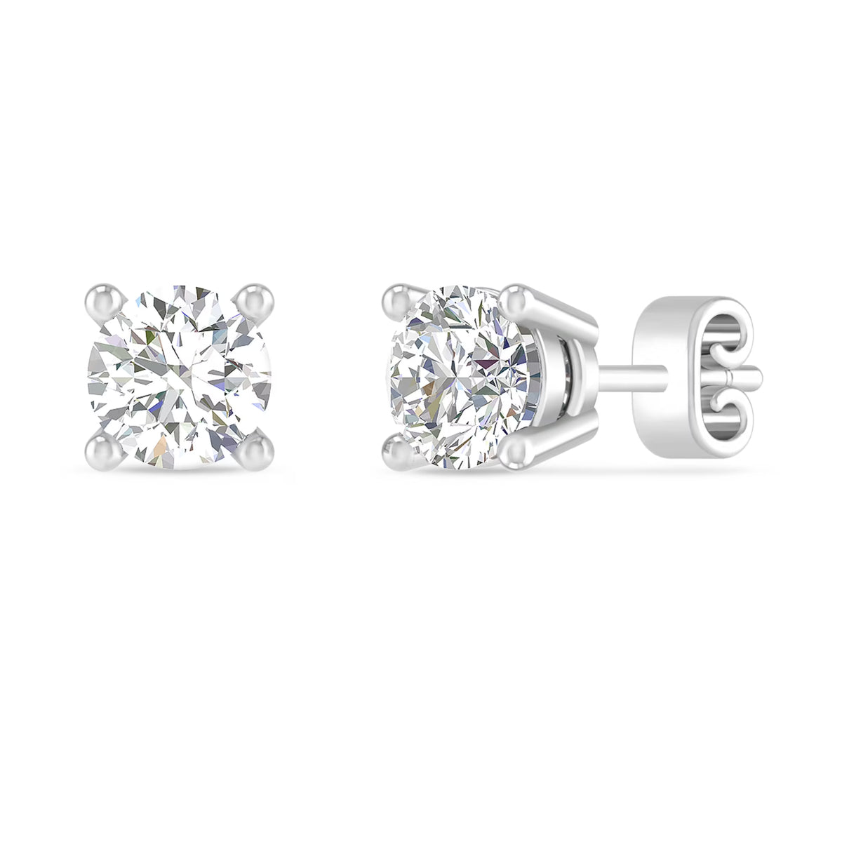 14kt White Gold Lab Grown Diamond Solitaire Stud Earrings D360854
