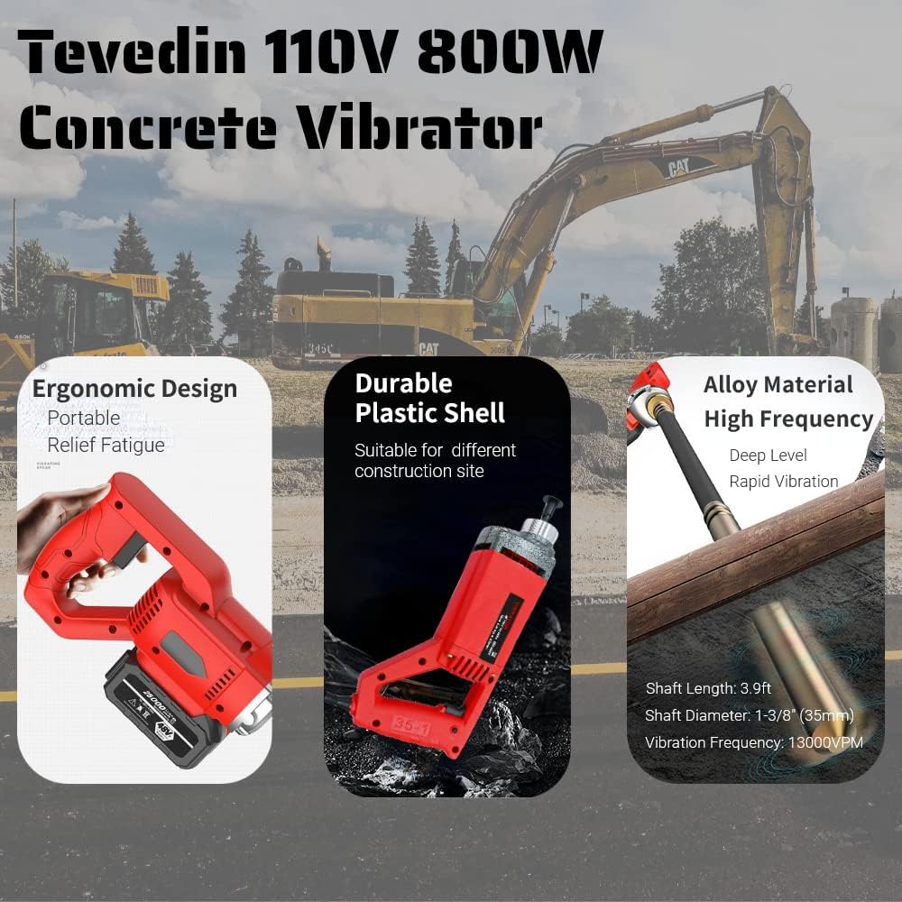 Electric Concrete Vibrator 110V 800W Hand Held 1.2M Hose Pack of 2 A180805