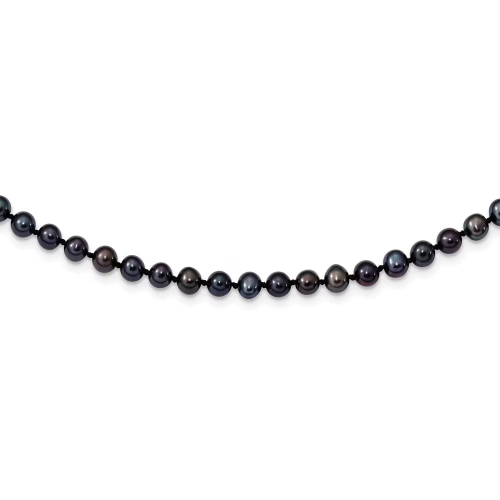 925 Sterling Silver Black Pearl Necklace 16" W519