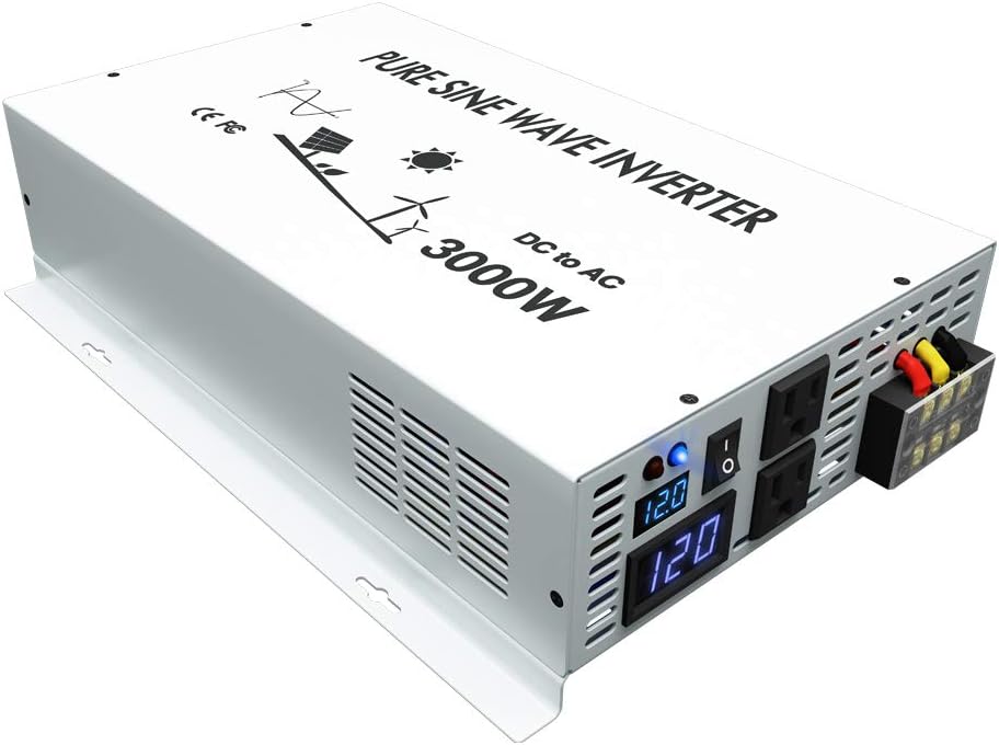 5000W Pure Sine Wave Power Inverter DC 48V to 110V 120V AC with Dual Outlets and Digital LED Display B5144