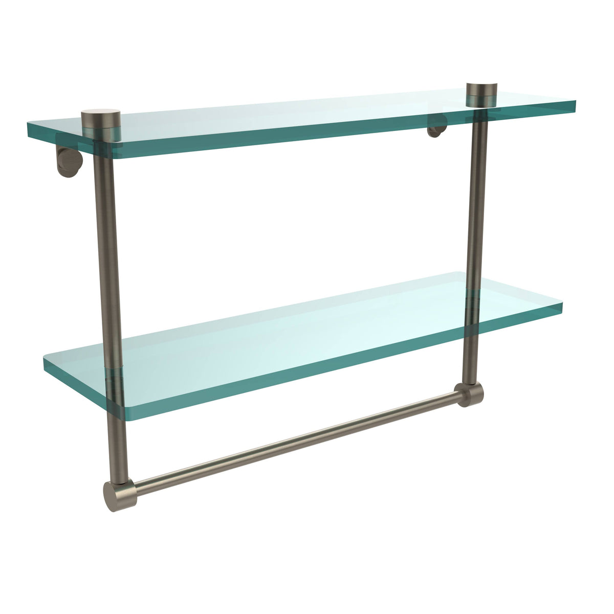 16 inch Two Tiered Glass Shelf with Towel Bar M462739