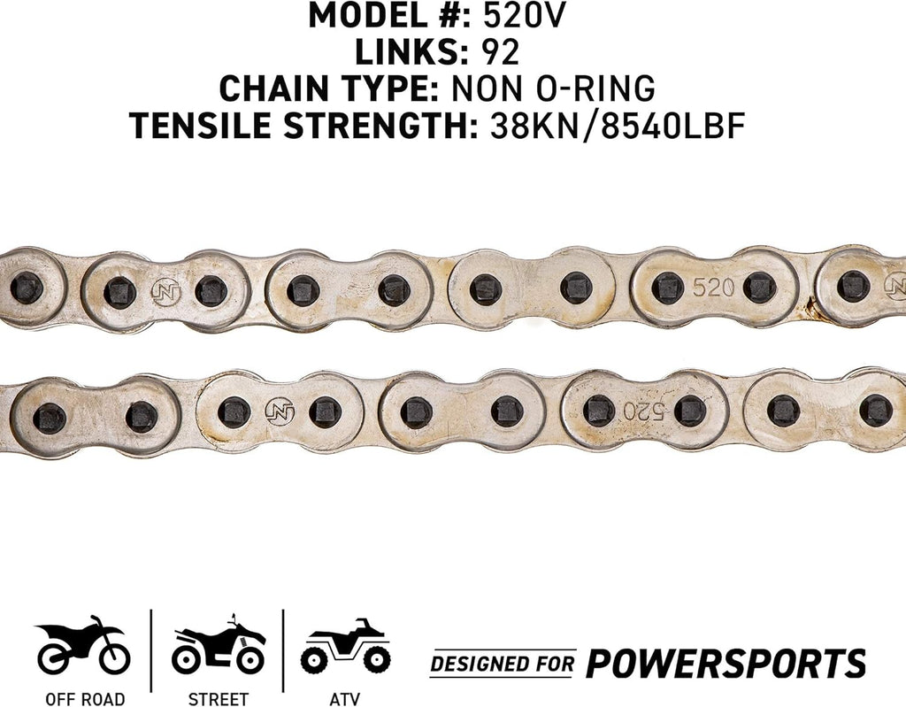 Drive Sprocket Chain Combo Front 13 Rear 40 Tooth 520NZ Standard 92 Links Pack of 2 Y884