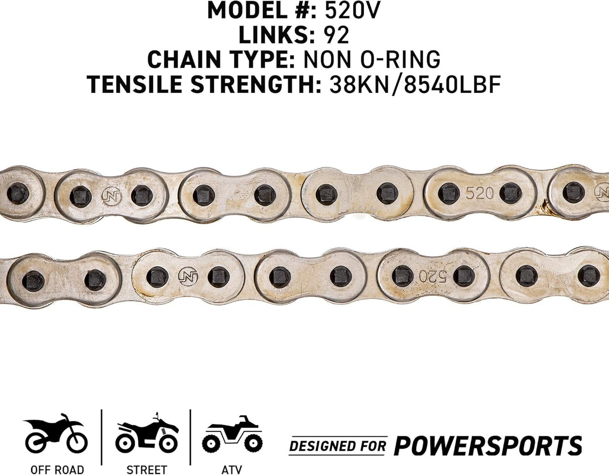 Drive Sprocket Chain Combo Front 13 Rear 40 Tooth 520NZ Standard 92 Links Pack of 2 Y884