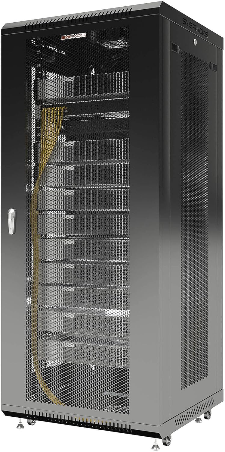 27 U Locking Wall Mount Server Rack Enclosure with Casters and Shelf F647370