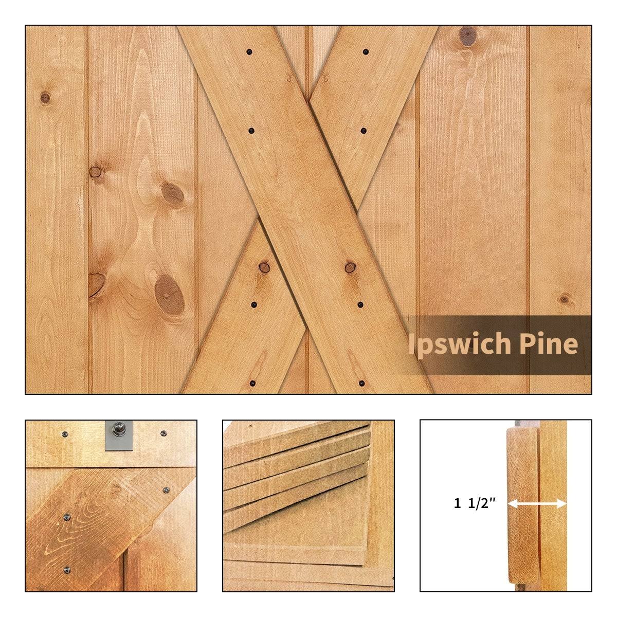 Paneled Wood Double Barn Door Set of 2, Briar Smoke T683