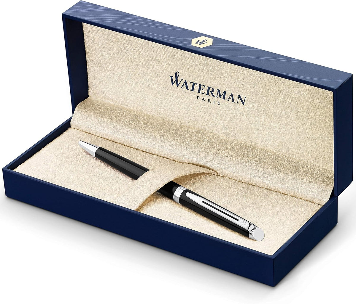 Stainless Steel Ballpoint Pen with Chrome Trim, Medium Point, Blue Ink Cartridge, Pack of 2 E94748
