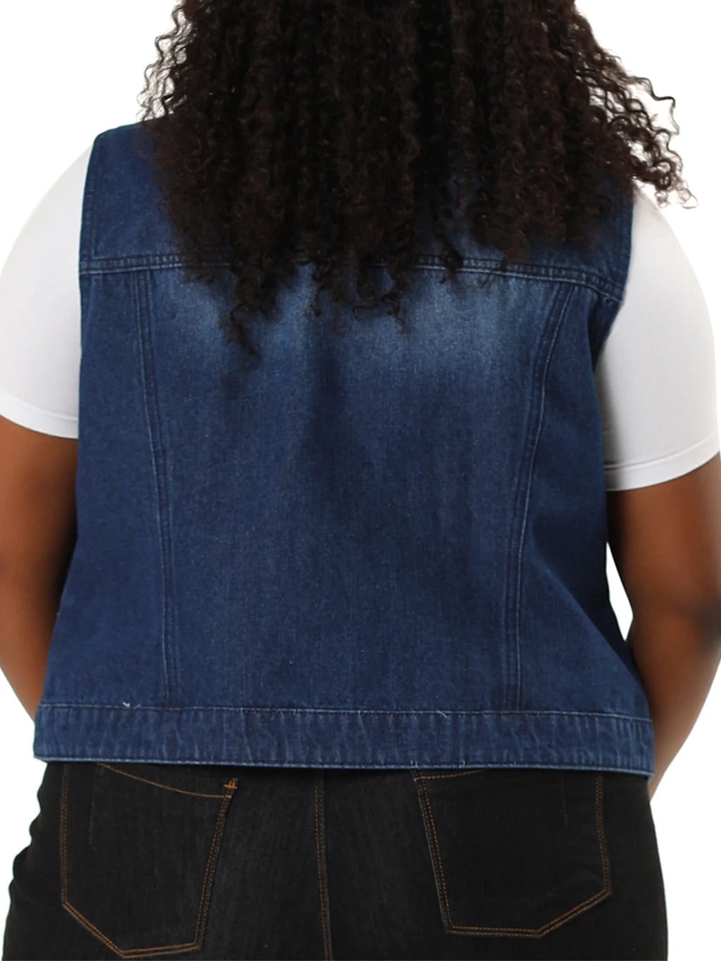 Plus Size Sleeveless Denim Vest Jacket C252238