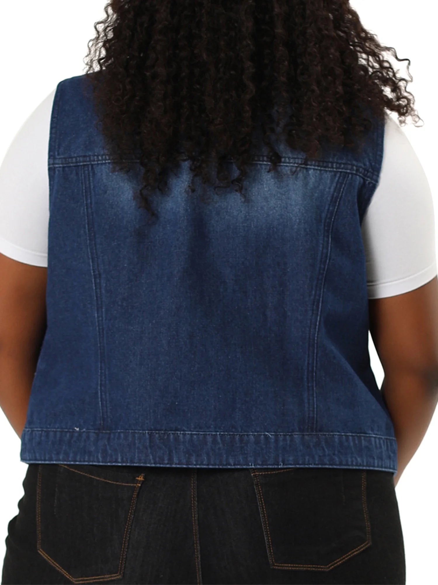 Plus Size Sleeveless Denim Vest Jacket C252238