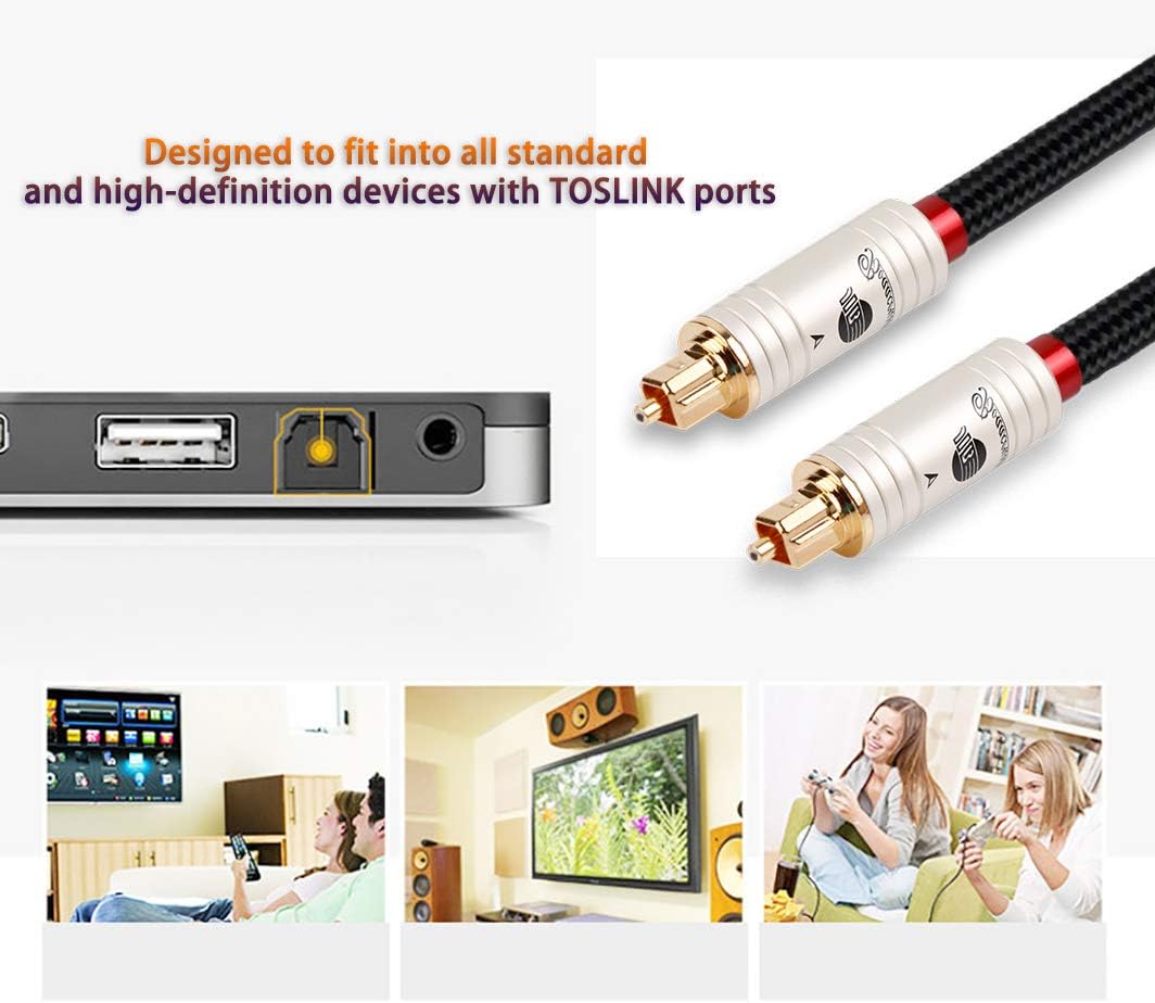 HiFi Fiber Optical Audio Cable, Toslink Cable Male to Male, 16ft/5M S18411