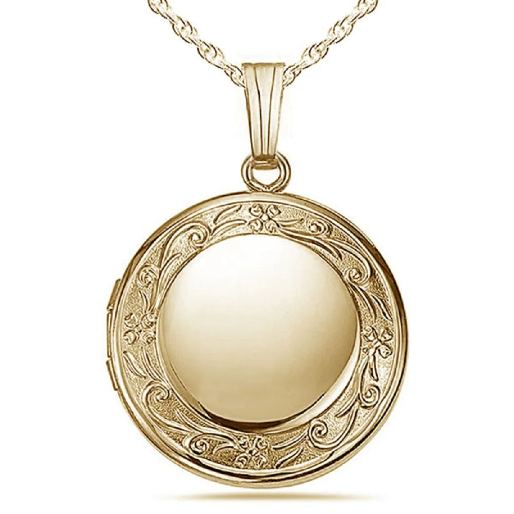 14K Yellow Gold Filled Round Locket Necklace X603362