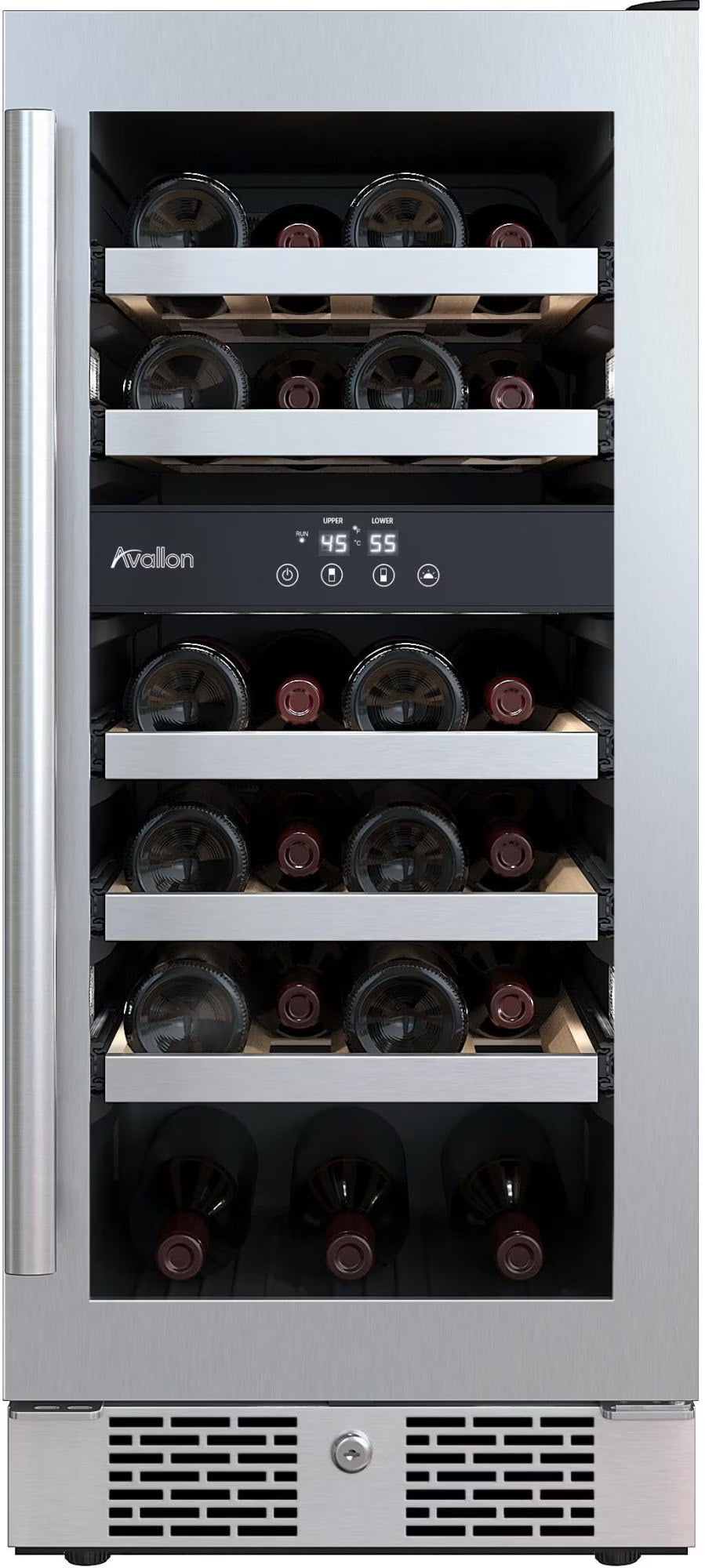 15" Wide 23 Bottle Dual Zone Stainless Steel Wine Cooler B883