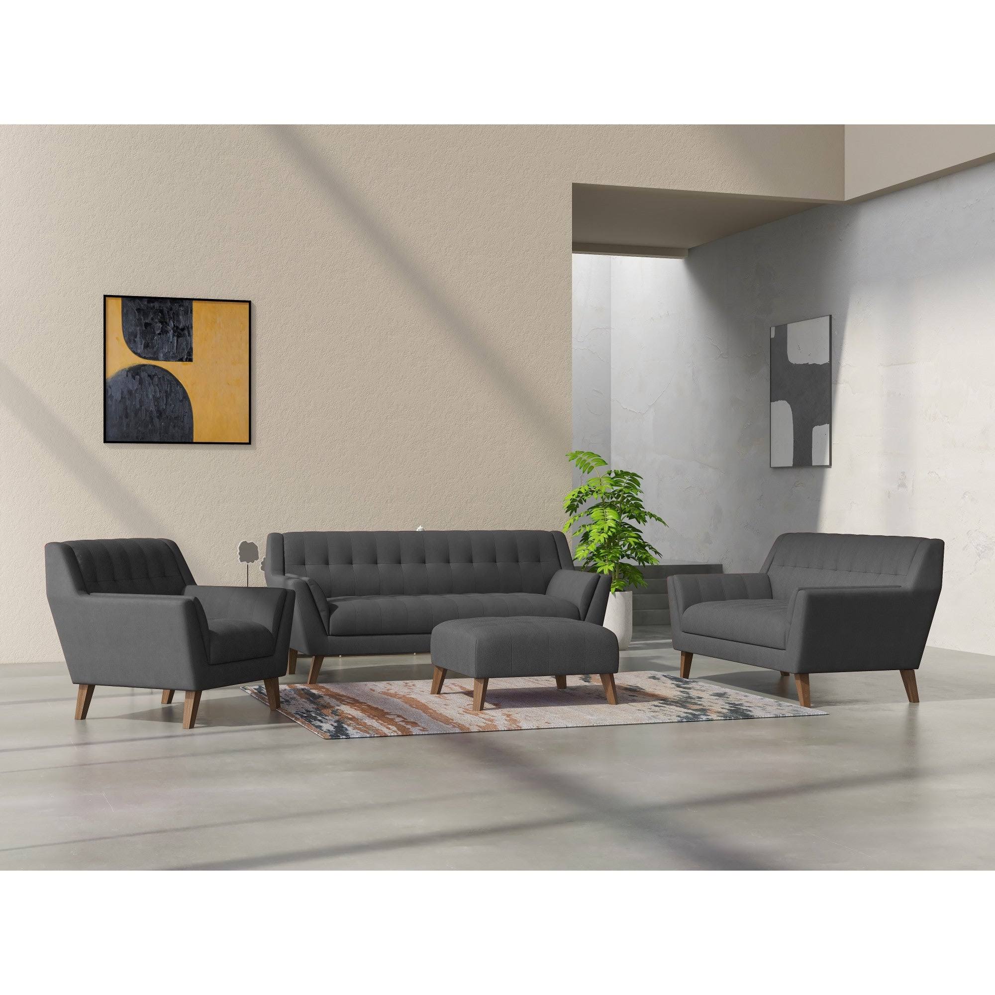 Gray Tufted Ottoman U701