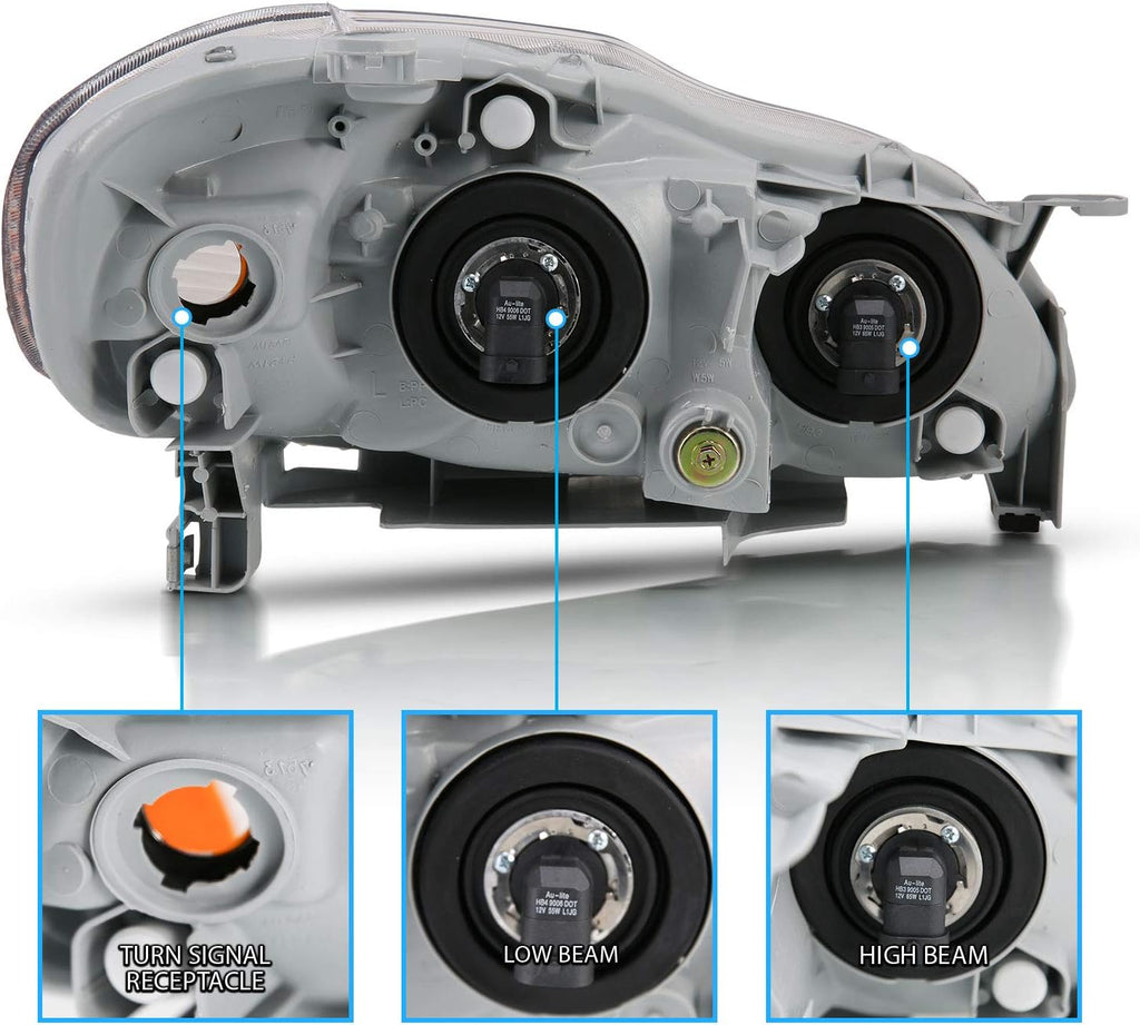 Chrome Replacement Headlights Assembly For 2003-2008 Toyota Corolla (Pair) E52503