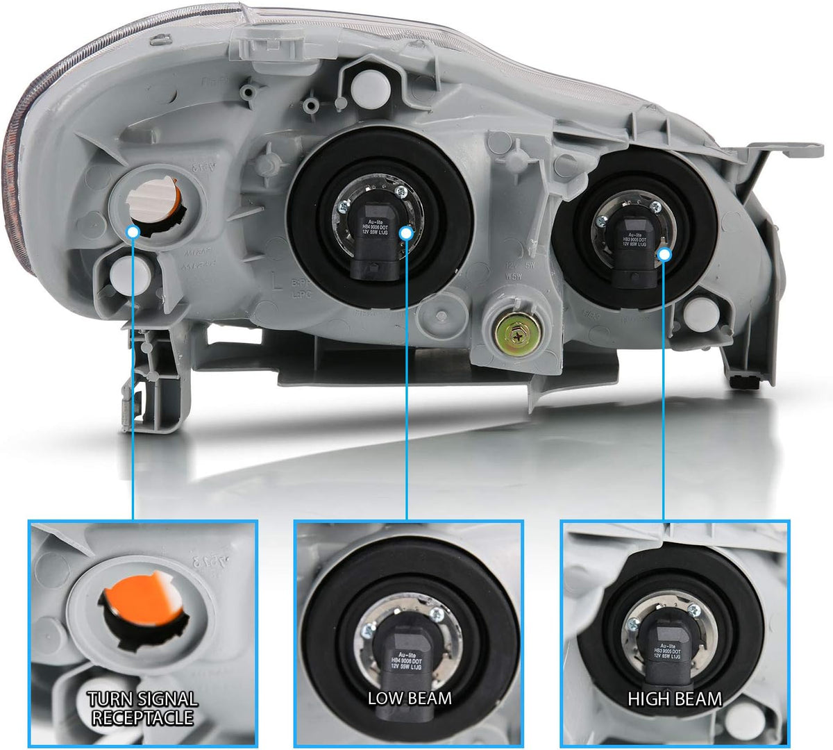 Chrome Replacement Headlights Assembly For 2003-2008 Toyota Corolla (Pair) E52503