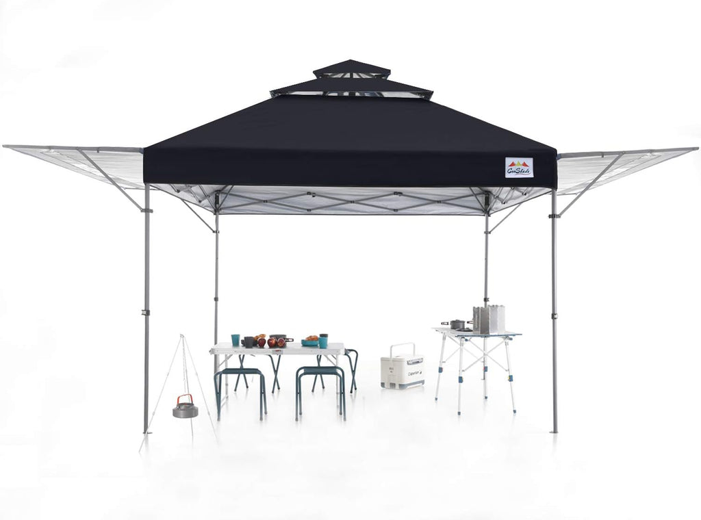 10x17 Instant Pop Up Canopy Tent with Ventilation and Adjustable Dual Half Awnings Black U22981