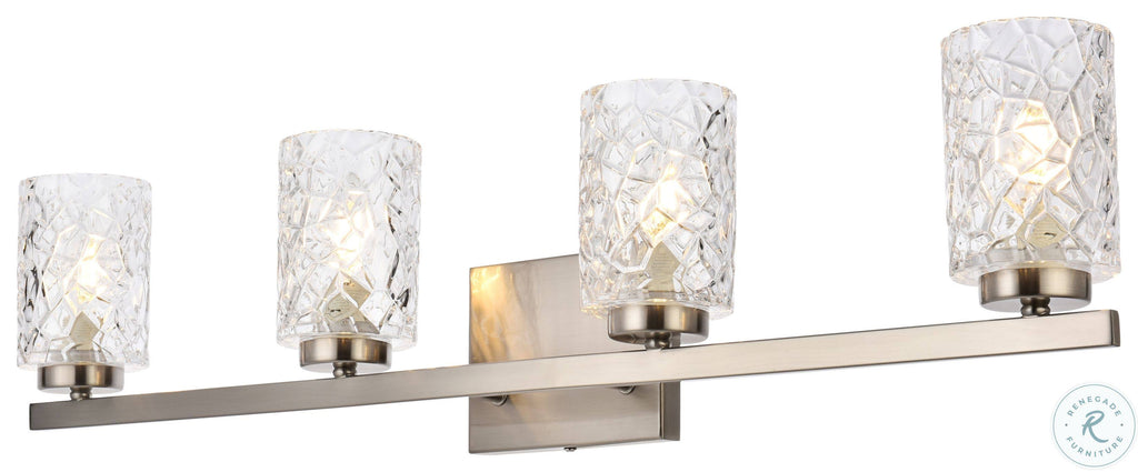4 Lights Bath Sconce in Stain Nickel with Clear Shade L64887