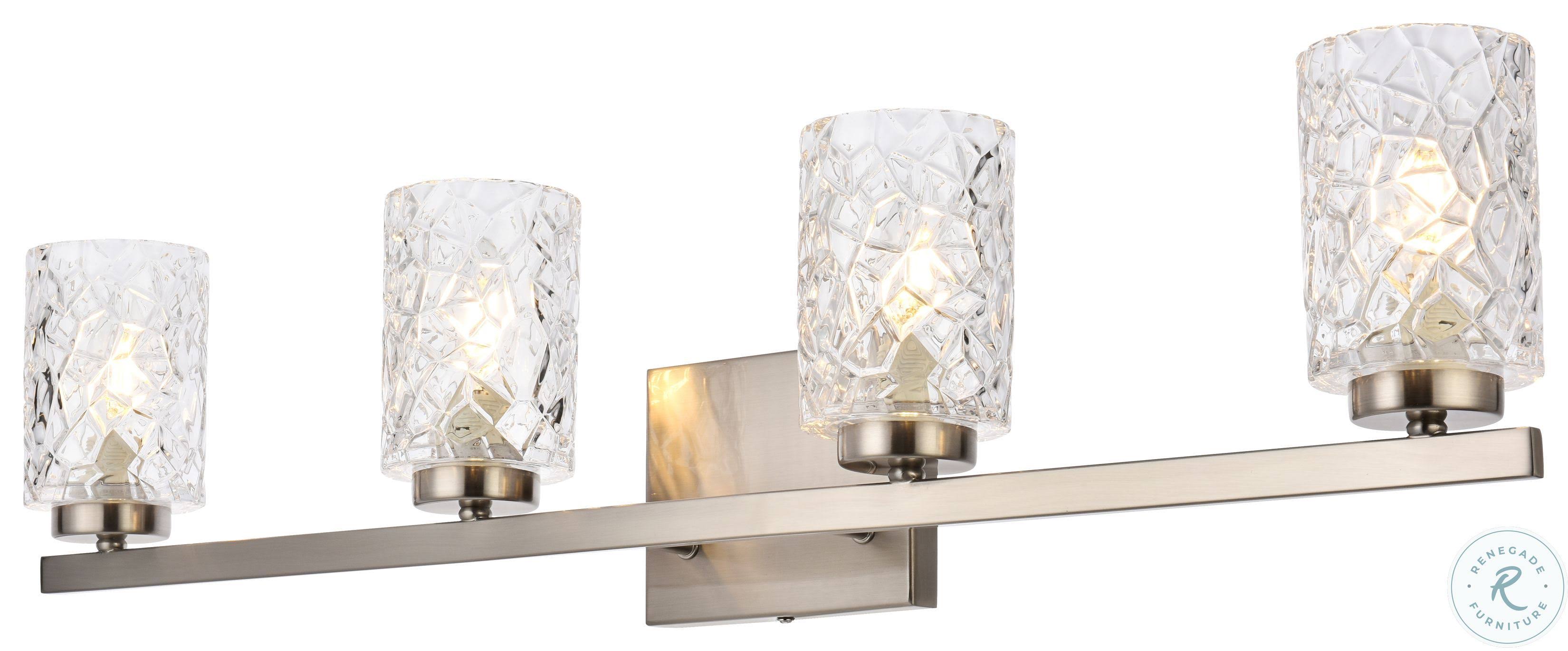 4 Lights Bath Sconce in Stain Nickel with Clear Shade L64887