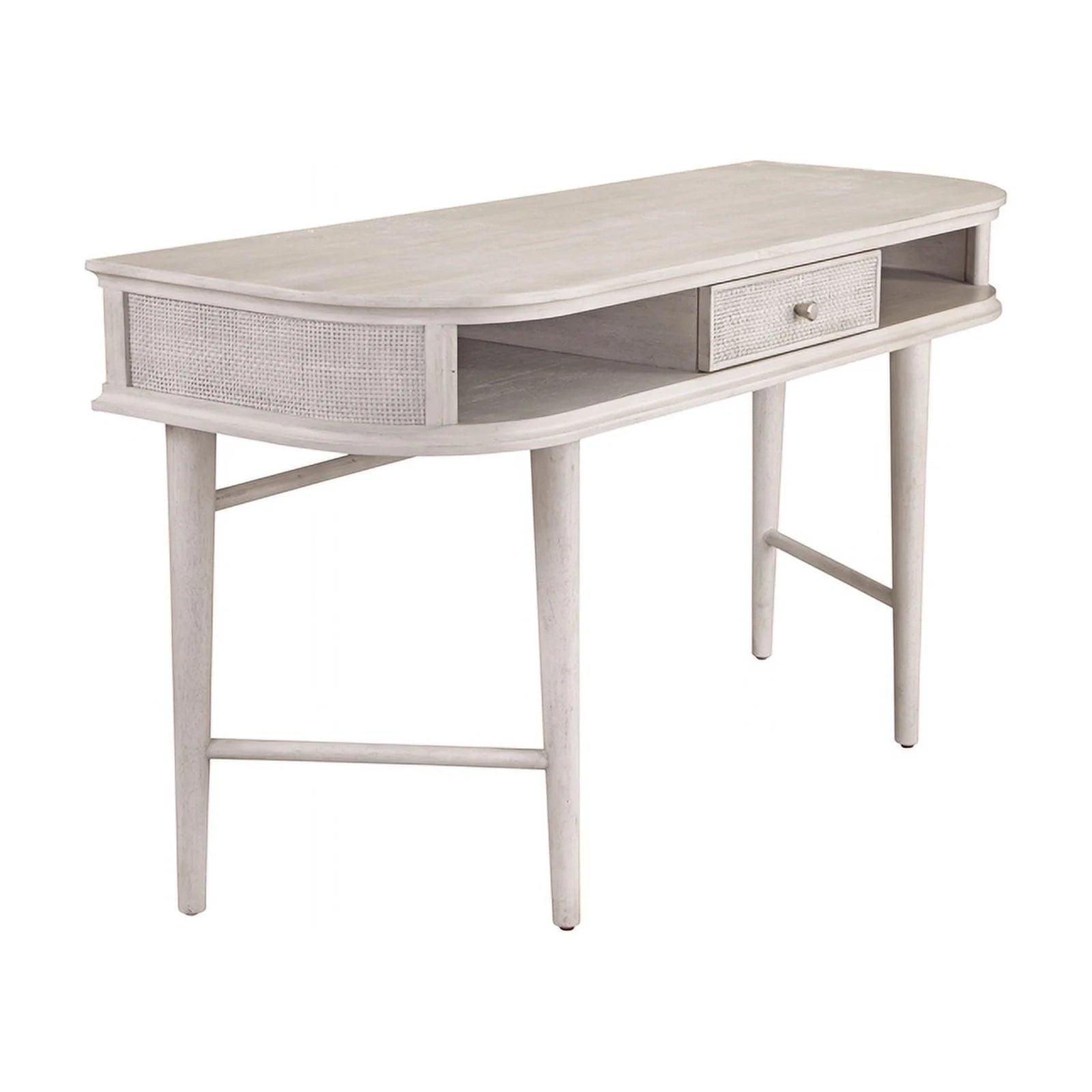 Cream Wood & Cane Desk with Tapered Legs C85876
