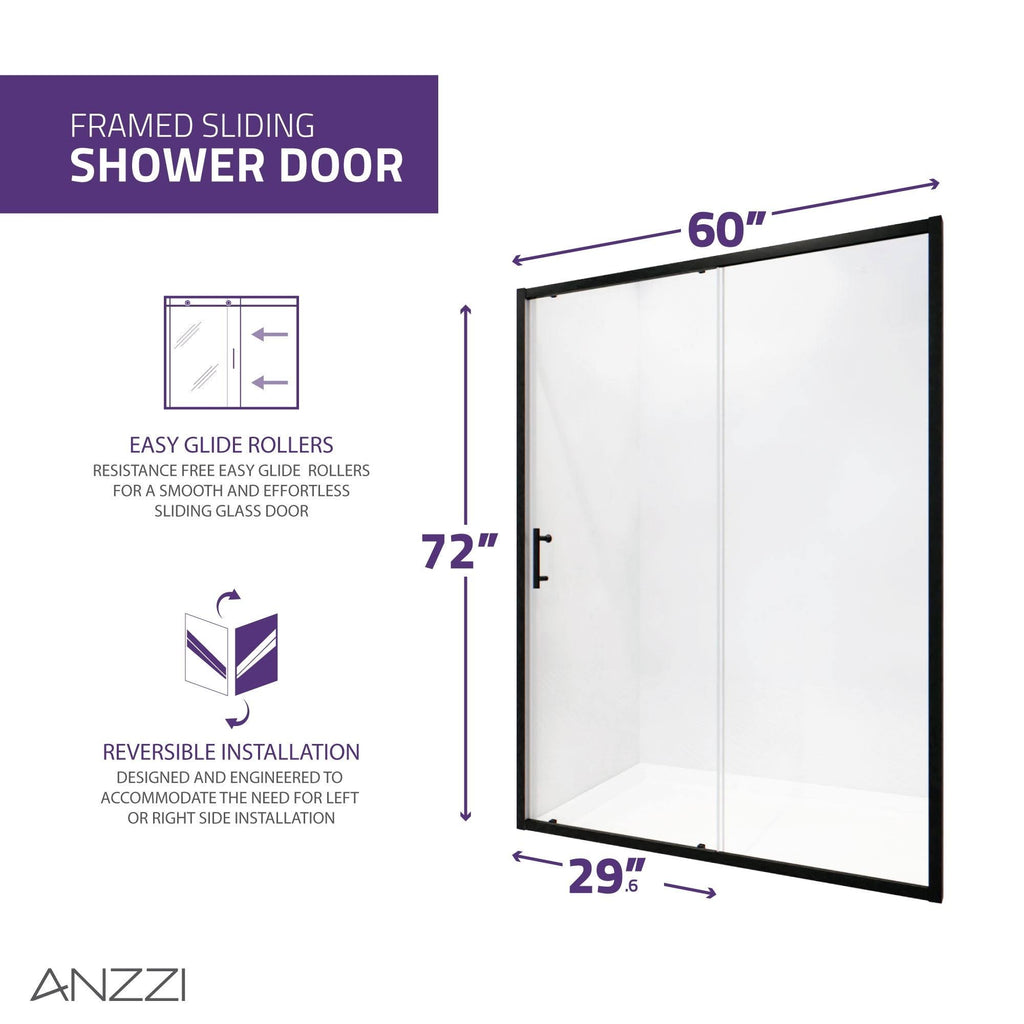 Framed Shower Door in Matte Black Z9863