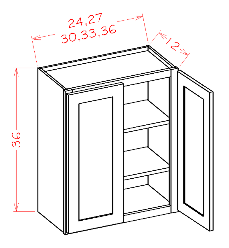 2 Doors 2 Shelves Wall Cabinet High-Density Fiberboard T437281
