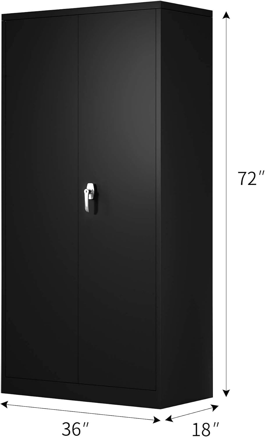 Black Steel Storage Cabinet with 4 Adjustable Shelves and Lockable Doors Z49144