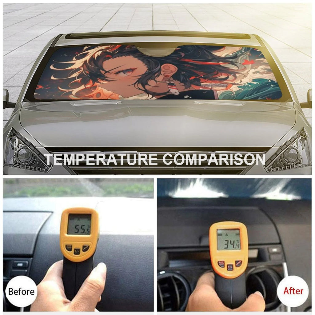 Anime Windshield Sunshade Foldable Reflective Sun Visor Front Window Cover R3448