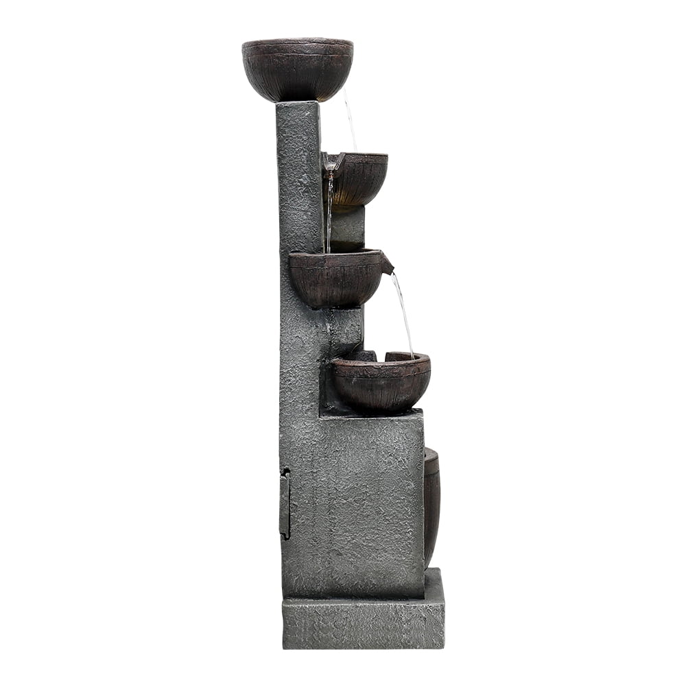 43.7-inch H Outdoor Garden Water Fountain with LED Lights H1258