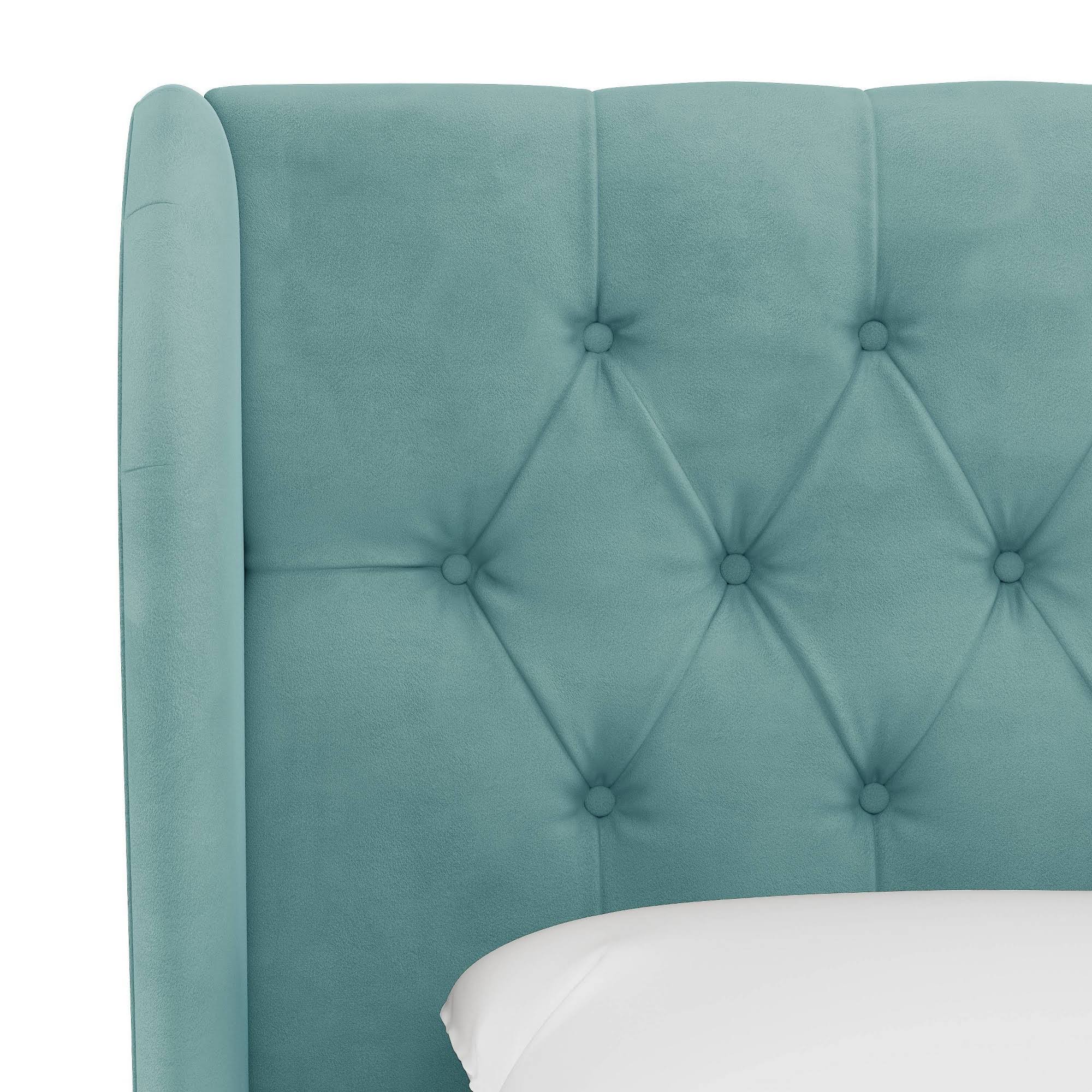 Velvet Tufted Wing Back Headboard Queen Y6886