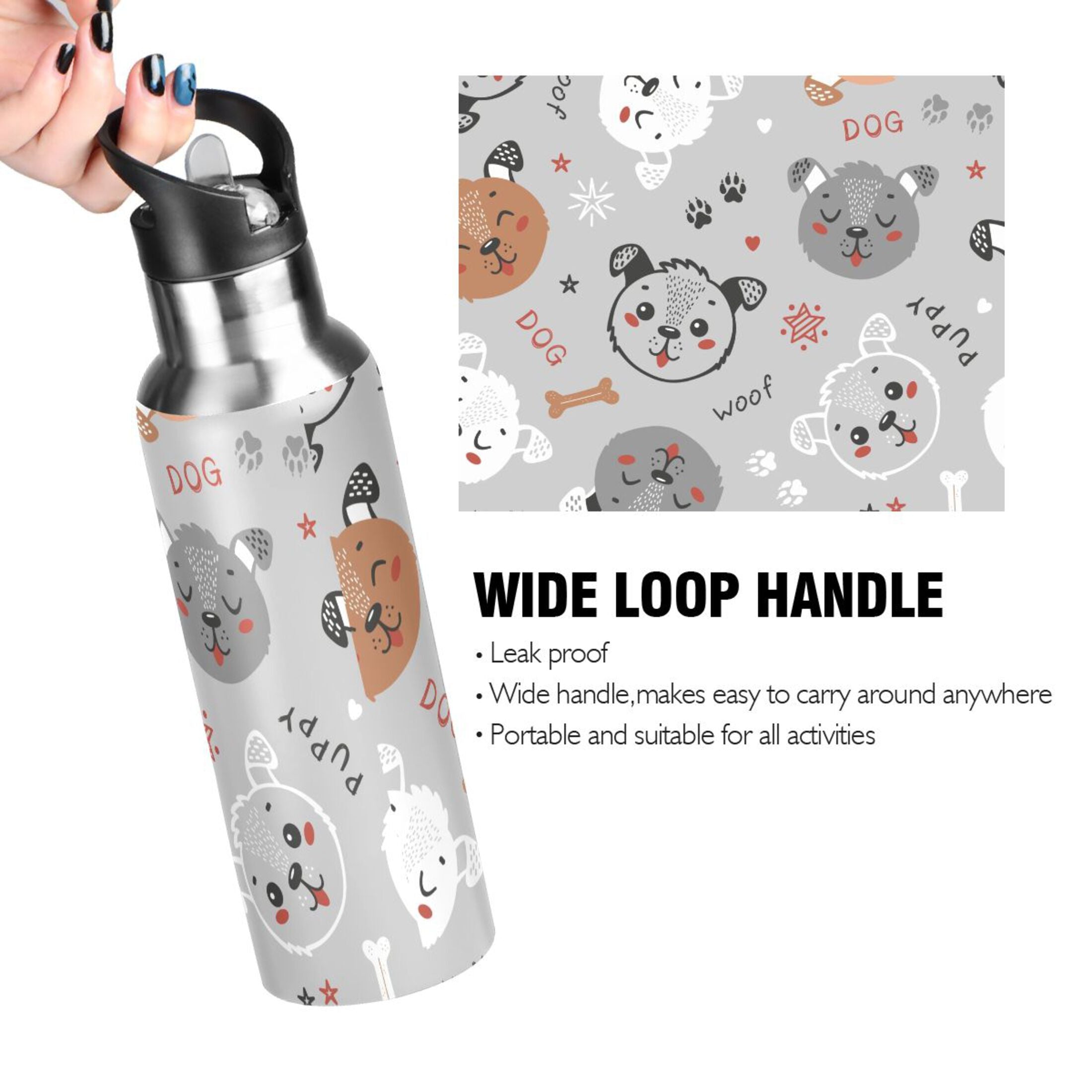 Insulated Stainless Steel Water Bottle with Straw Lid 20 oz A3893