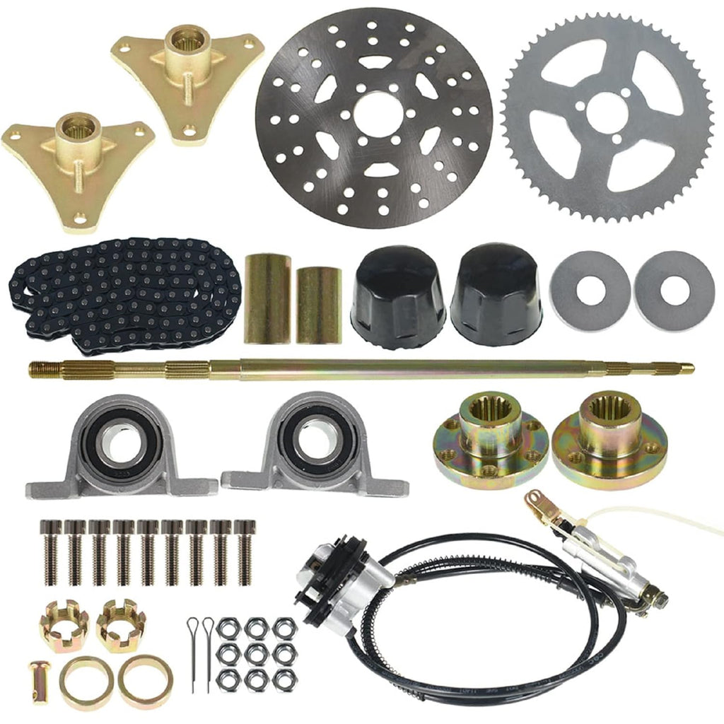 Go Kart Rear Axle Shaft Assembly Kit with Sprocket Hub Brake Chain Z78397