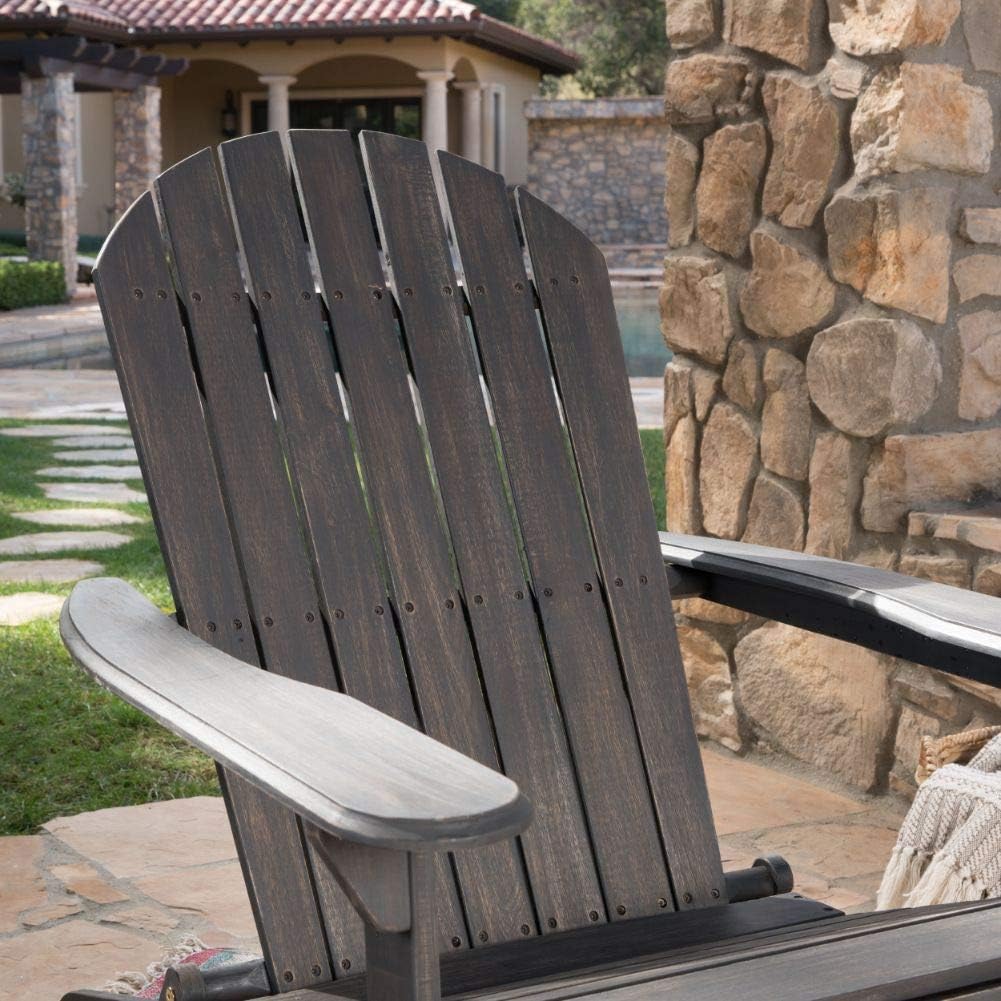 Dark Grey Acacia Wood Adirondack Rocking Chair U87299