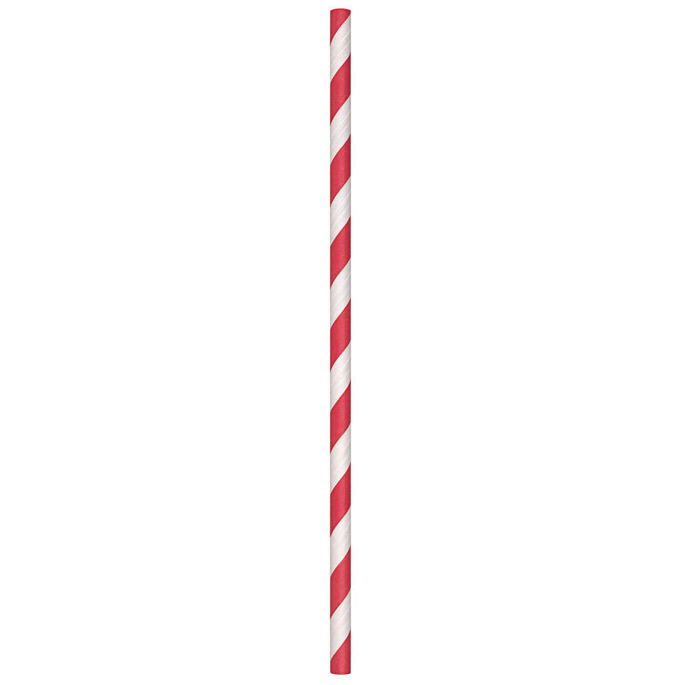 7 3/4x22 Jumbo Red White Striped Unwrapped Paper Straw M5728