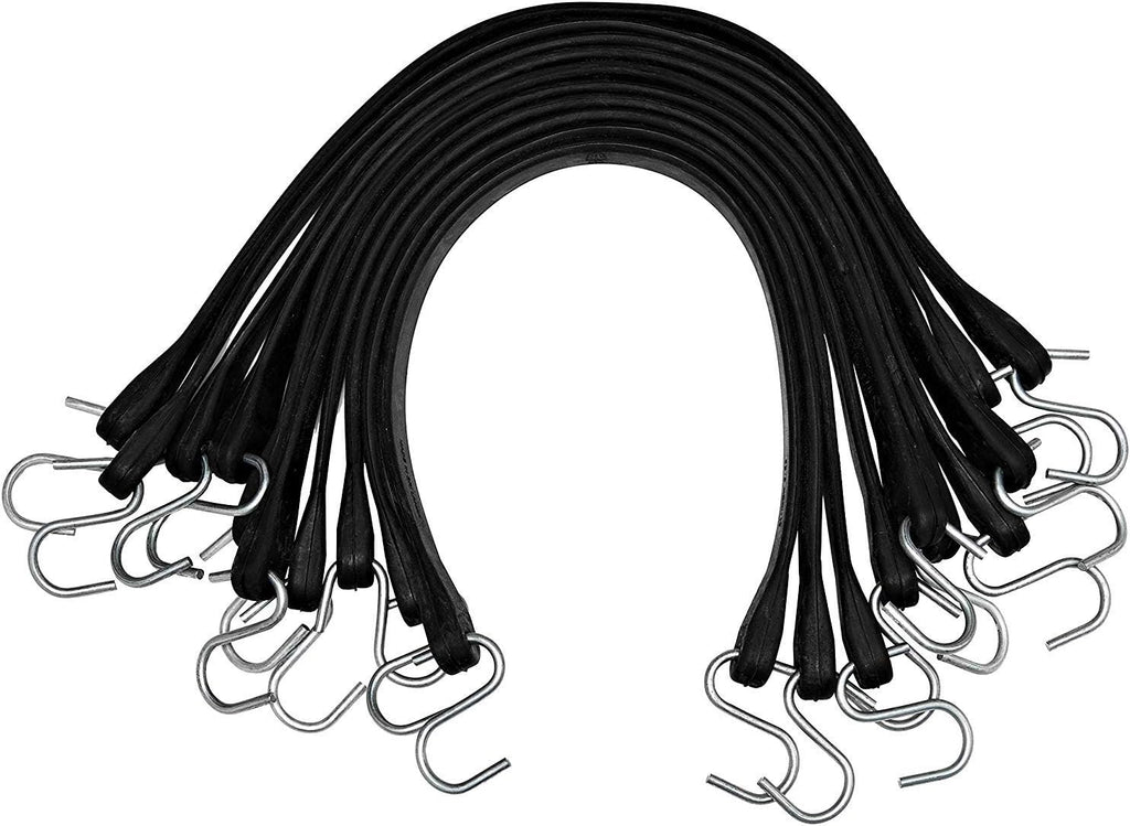 Rubber Tarp Straps 15" Pack of 25 Heavy-Duty Natural Rubber Bungee Cords with Hooks S571174