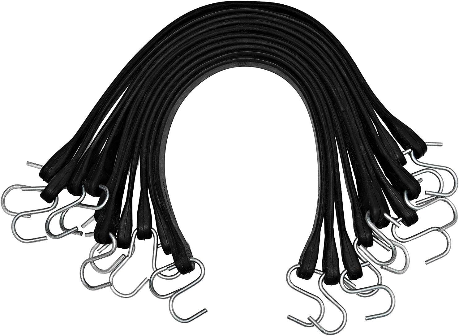 Rubber Tarp Straps 15" Pack of 25 Heavy-Duty Natural Rubber Bungee Cords with Hooks S571174