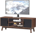 White Wooden TV Stand with 2 Cabinets & 2 Open Shelves Y3902