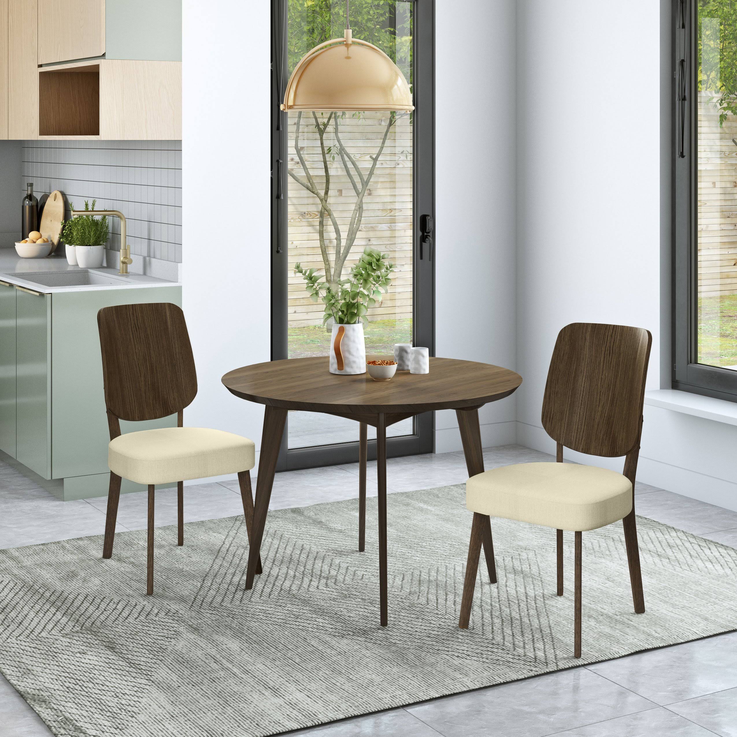 Oatmeal Linen Armless Side Chairs Set of 2 Q3422