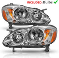 Chrome Replacement Headlights Assembly For 2003-2008 Toyota Corolla (Pair) E52503