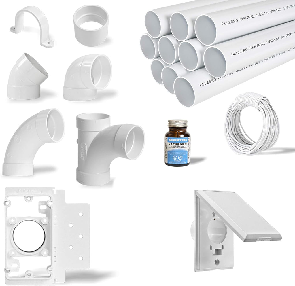 Central Vacuum 3-Inlet Installation Kit with 80 feet of Pipe H307876