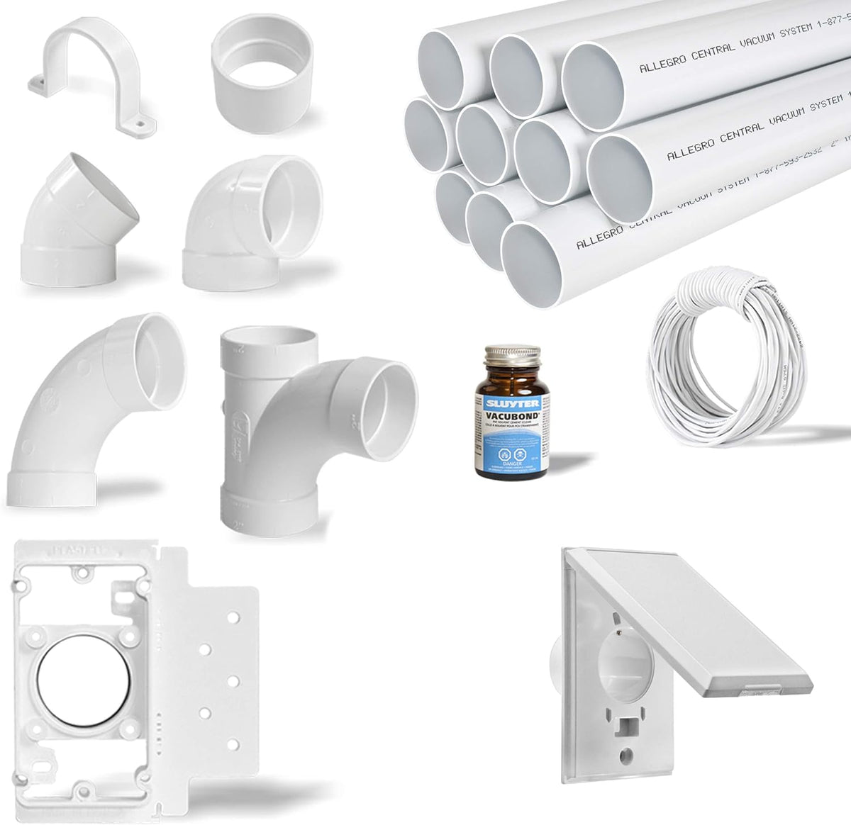 Central Vacuum 3-Inlet Installation Kit with 80 feet of Pipe H307876